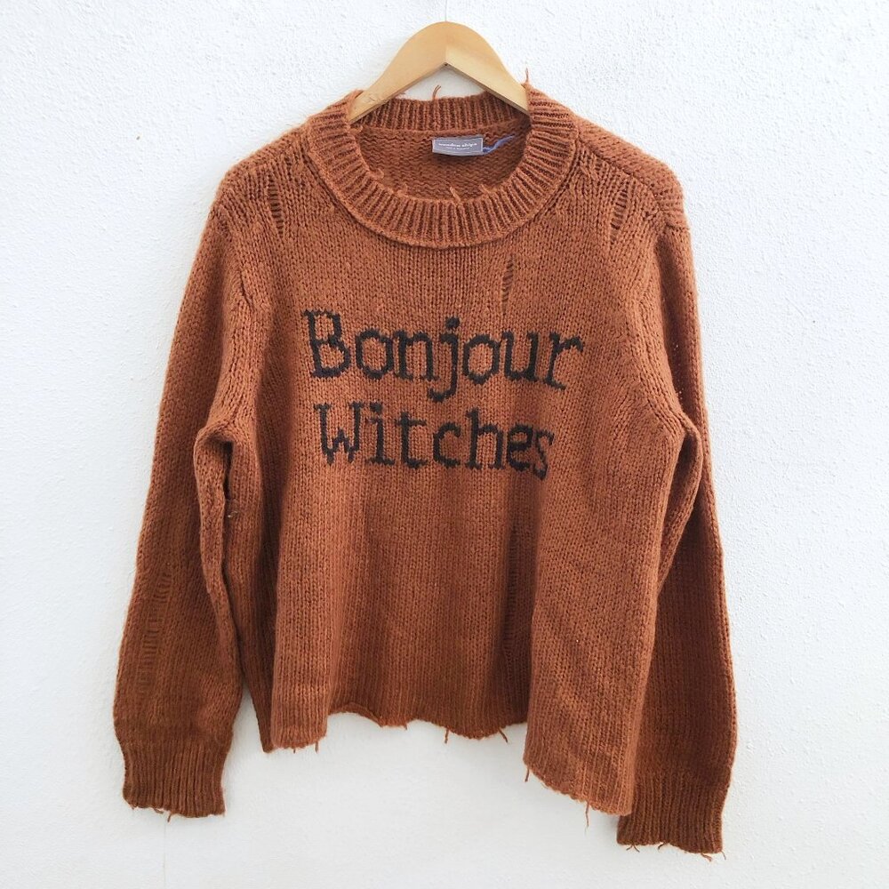 WOODEN SHIPS Long Sleeve BONJOUR WITCHES Sweater Size S/M - Picture 2 of 11